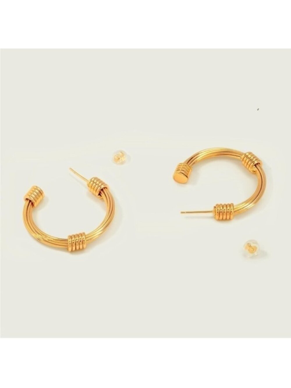 Gold 18k Gold Plated Twist Cuff Hoop Earrings - Picture 2 of 4